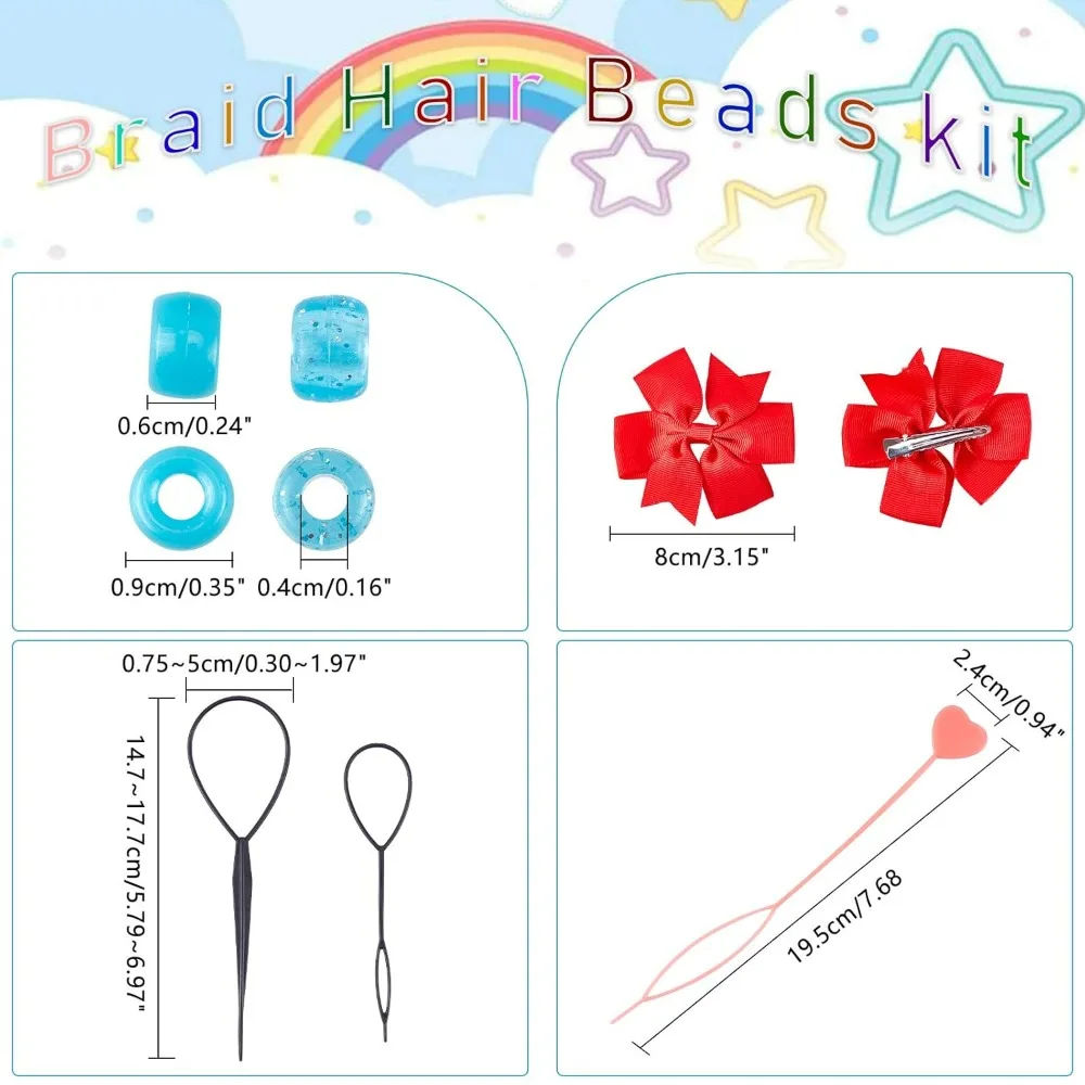 414 Pcs Hair Braiding Tool Braider Twist Tool Kit with Alligator Hair Clips & Acrylic European Beads for Hair Styling