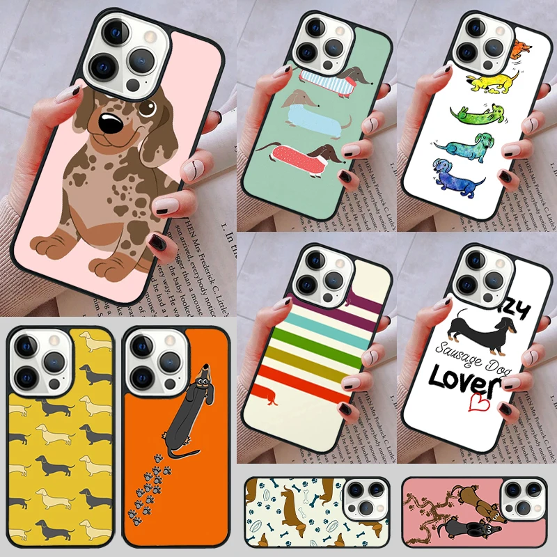 Sosis anjing Dachshund seni casing ponsel PENUTUP UNTUK iPhone 14 13 15 Pro Max Coque 12 11 Pro Max untuk Apple 8 PLUS 7 6S XR X XS fundas