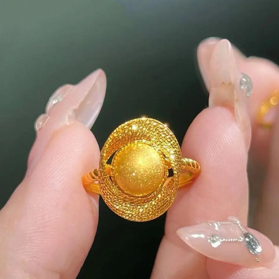 

Золотистое шелковое кольцо с цветочным узором для женщин, роскошное винтажное высококачественное регулируемое кольцо на палец, универсальный элегантный дизайн