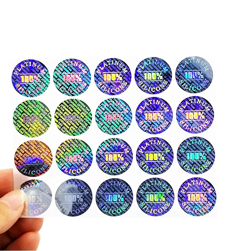 Customized Holographic Anti-counterfeit Rainbow Security Stickers One Time Useage Box or Bag Seal Seal Brown Labels
