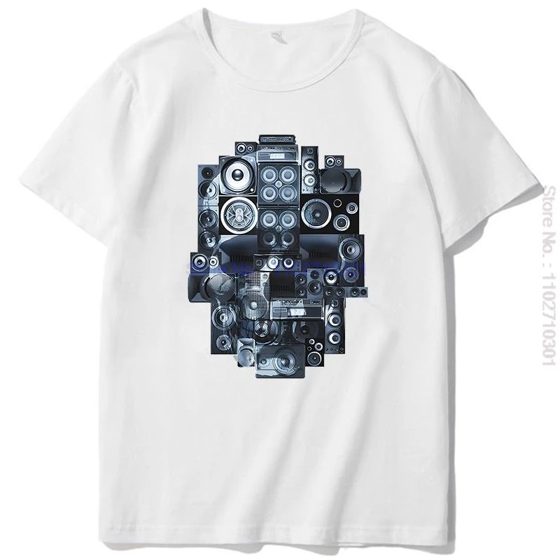 Speaker Skull Music Hi-Fi Mens T-Shirt Cotton Short Sleeve Tee Fashion Graphic Tee New Shirts And T-Shirts Mens Print T Shirt