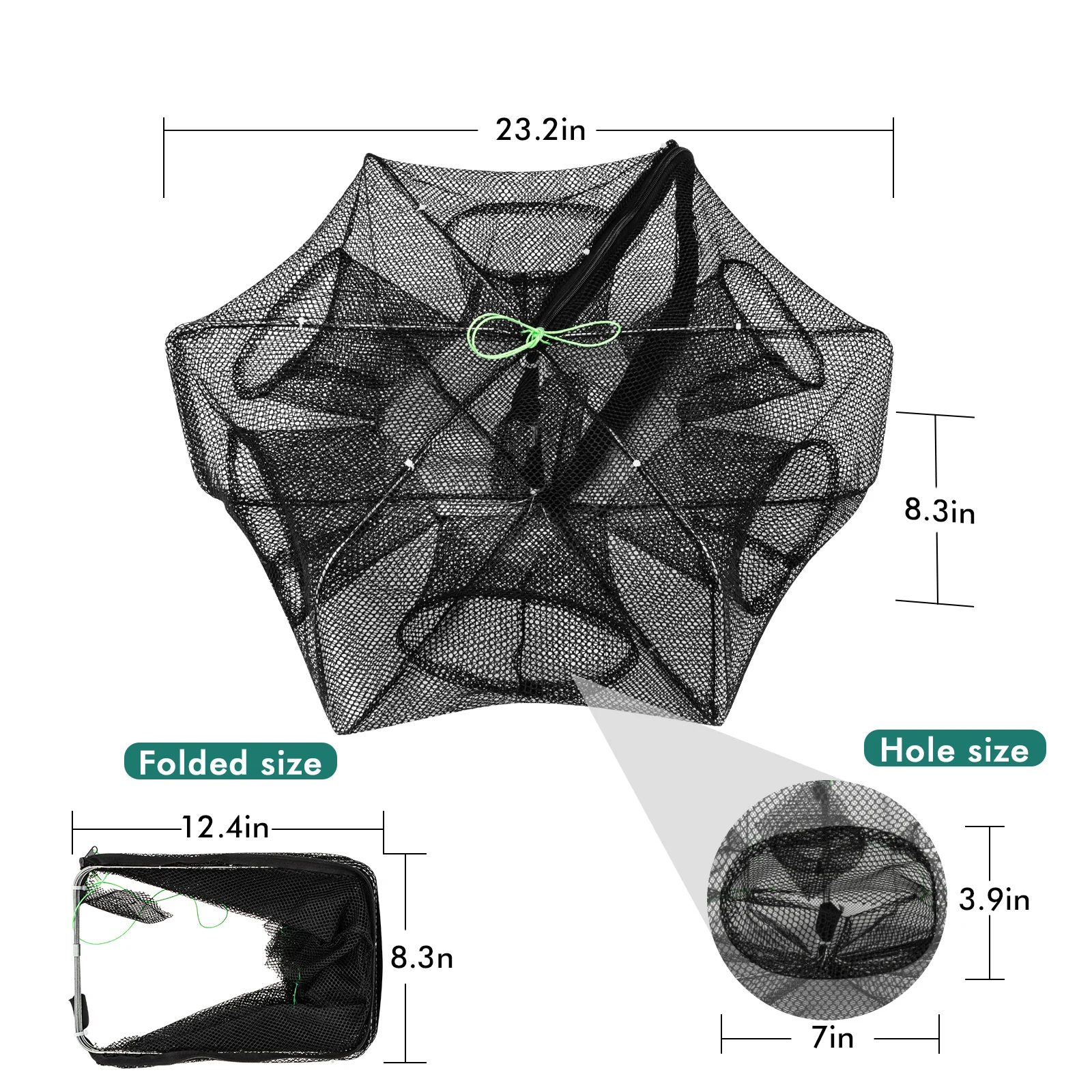 

6 Holes Foldable Fishing Net Catcher For Fish Minnan Crabs Crayfish Crab Meat Shrimp Soaking Cages Foldable Hexagonal Nets
