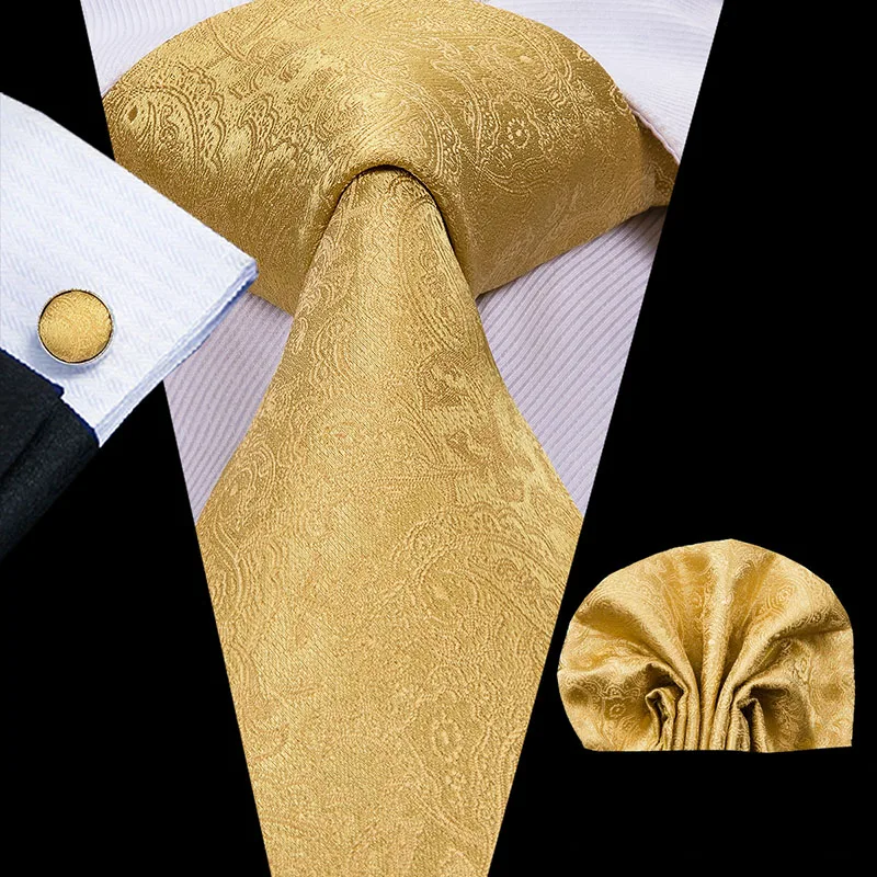 Men's Champagne Ivory White Solid Tie & Cufflinks Set, Wedding