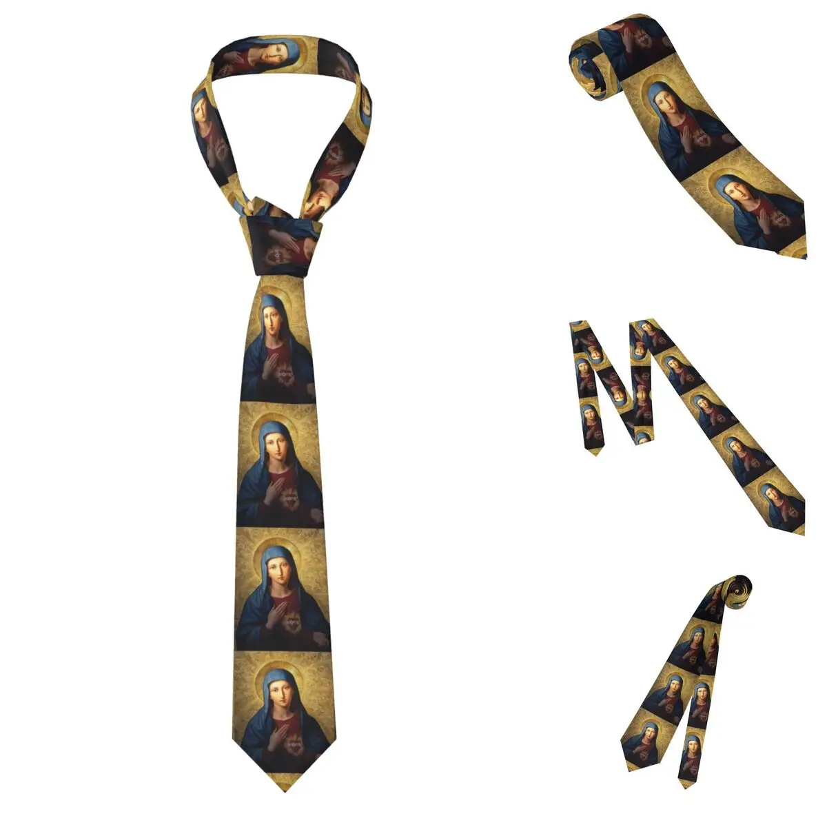 Catholicism Saints Jesus Mary Necktie for Men Silk Polyester 8 cm Neck Ties Party Suits Tie Classic Gravatas