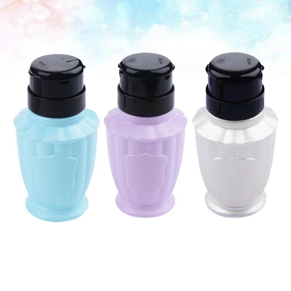3 szt. Butelki z pompką do usuwania lakieru do paznokci, szczelne, z blokadą, dozownik z pompką, przenośne pojemniki na płyny podróżne