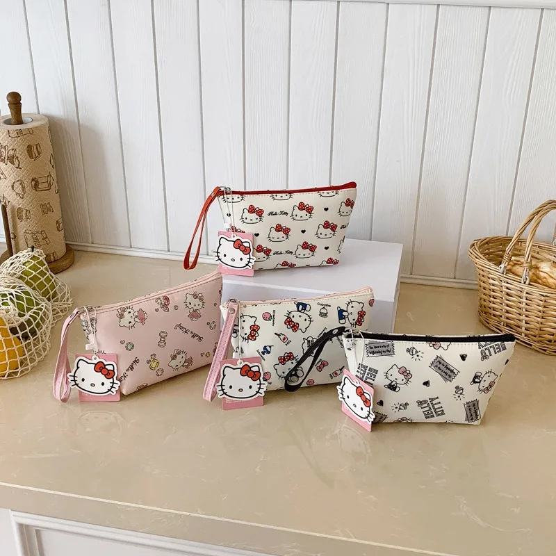 

Kawaii Hello Kitty Makeup Bag Cute Cartoon Large Capacity Storage Bag Travel Women Supplies Desktop Decoration Student Wholesale