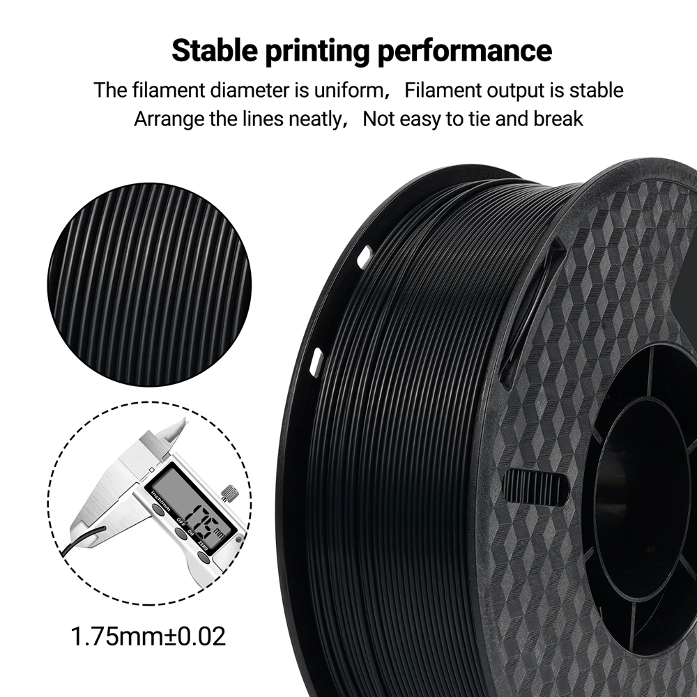 Imagem -02 - Filamento Enchido de Fibra de Carbono para Impressora 3d Material de Impressão 3d Nylon Pla Petg Pa-cf 1.75 mm 1kg Spool