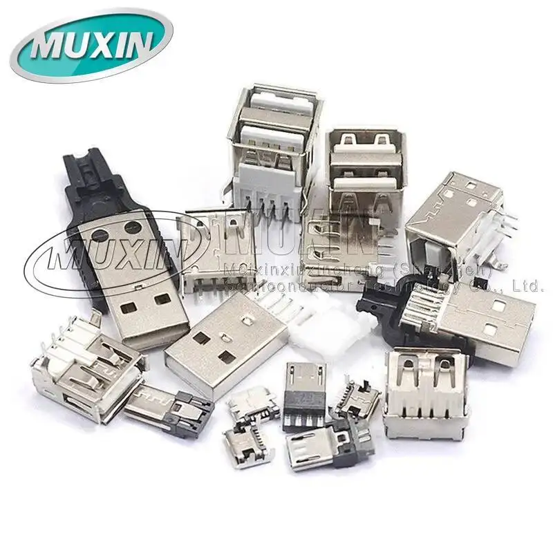 USB2.0 Side Insertion Free 90 A Female Seat Edge 180 Degree Double Layer Curved Straight