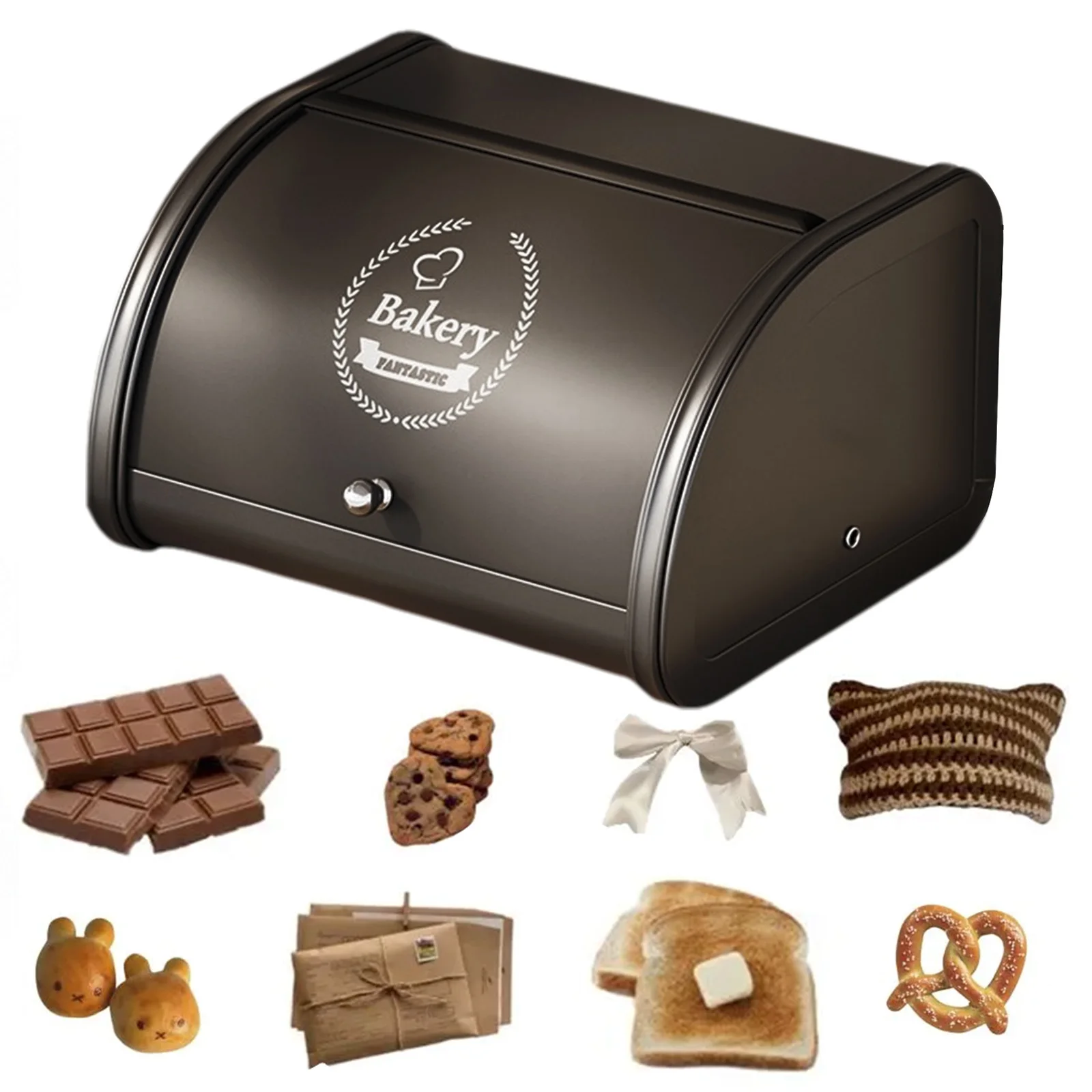 

Контейнер для хлеба с откидной крышкой, ретро-дизайн, большая вместимость, из нержавеющей стали, для выпечки