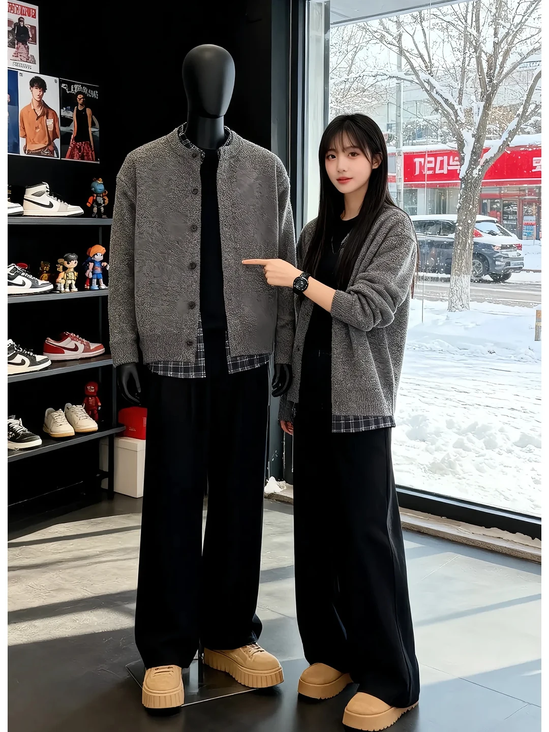 

Old Money Sle Plaid Splicing Knitted Sweater Men's Autumn Winter High End Murald Cardigan Coat Loose Fit Fake Two-Piece Ame...