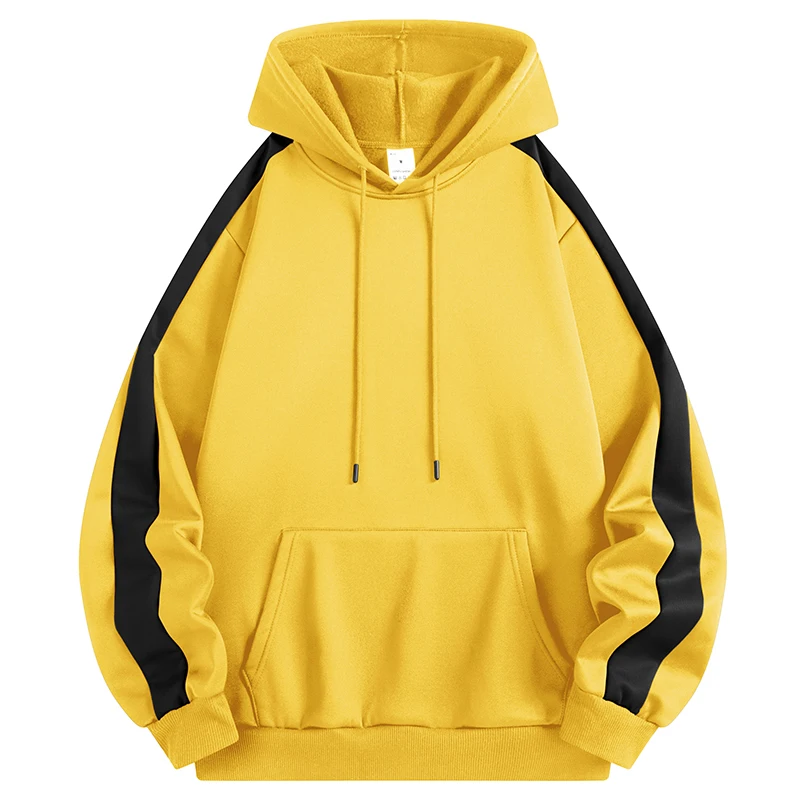 سترة رياضية بغطاء للرأس مرقعة بألوان متعددة للرجال مع جيب كانجا، بلوفر دافئ للخريف والشتاء، ملابس رياضية #4