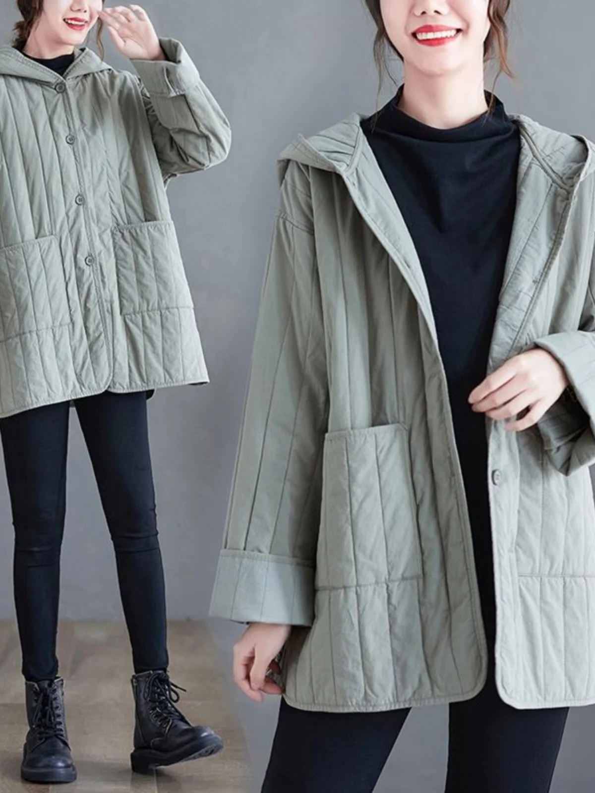 

Высококачественное женское зимнее свободное хлопковое пальто Jaet, легкое пальто с капюшоном, дышащее удобное длинное пальто све средней длины