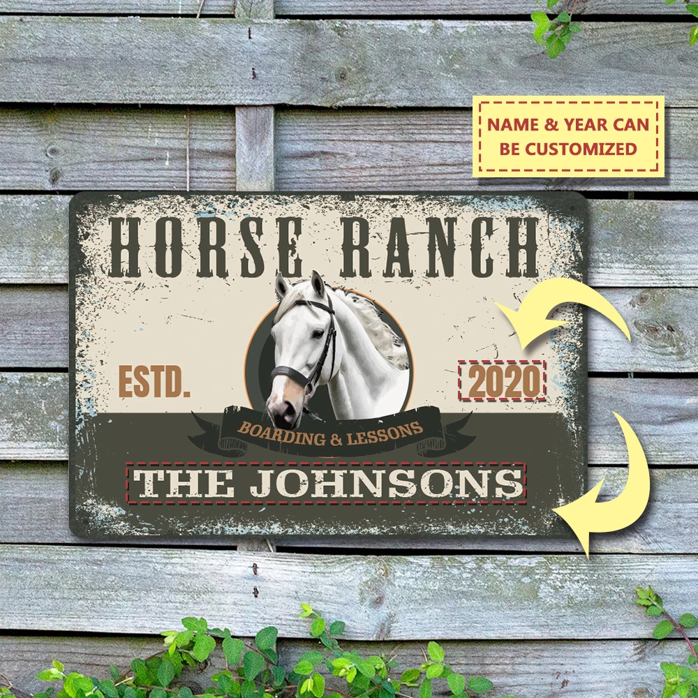 

1pc horse ranch creative Customized name Iron Wall Signs Metal Wall Plaque For Club Decor