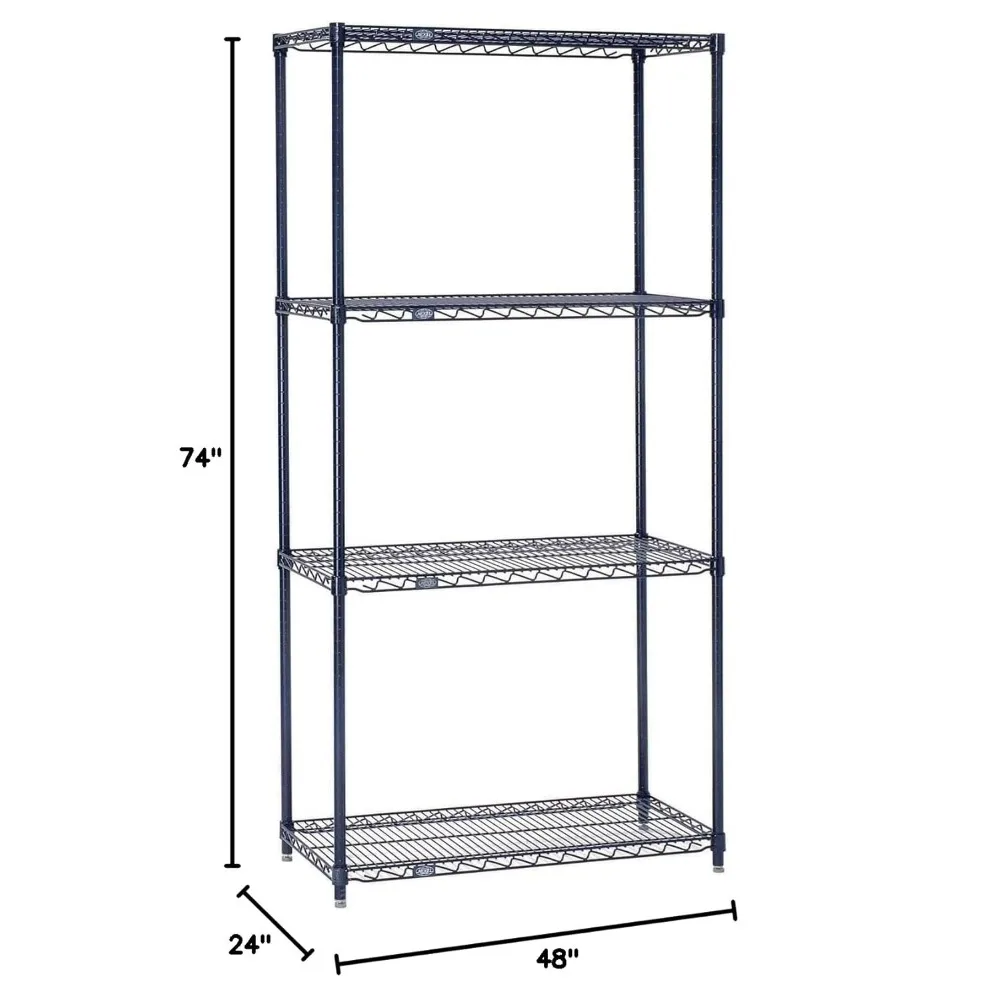 رف تخزين تجاري Nexel Nexelon ذو 5 أرفف مقاوم للصدأ، 24 × 48 × 74، أزرق