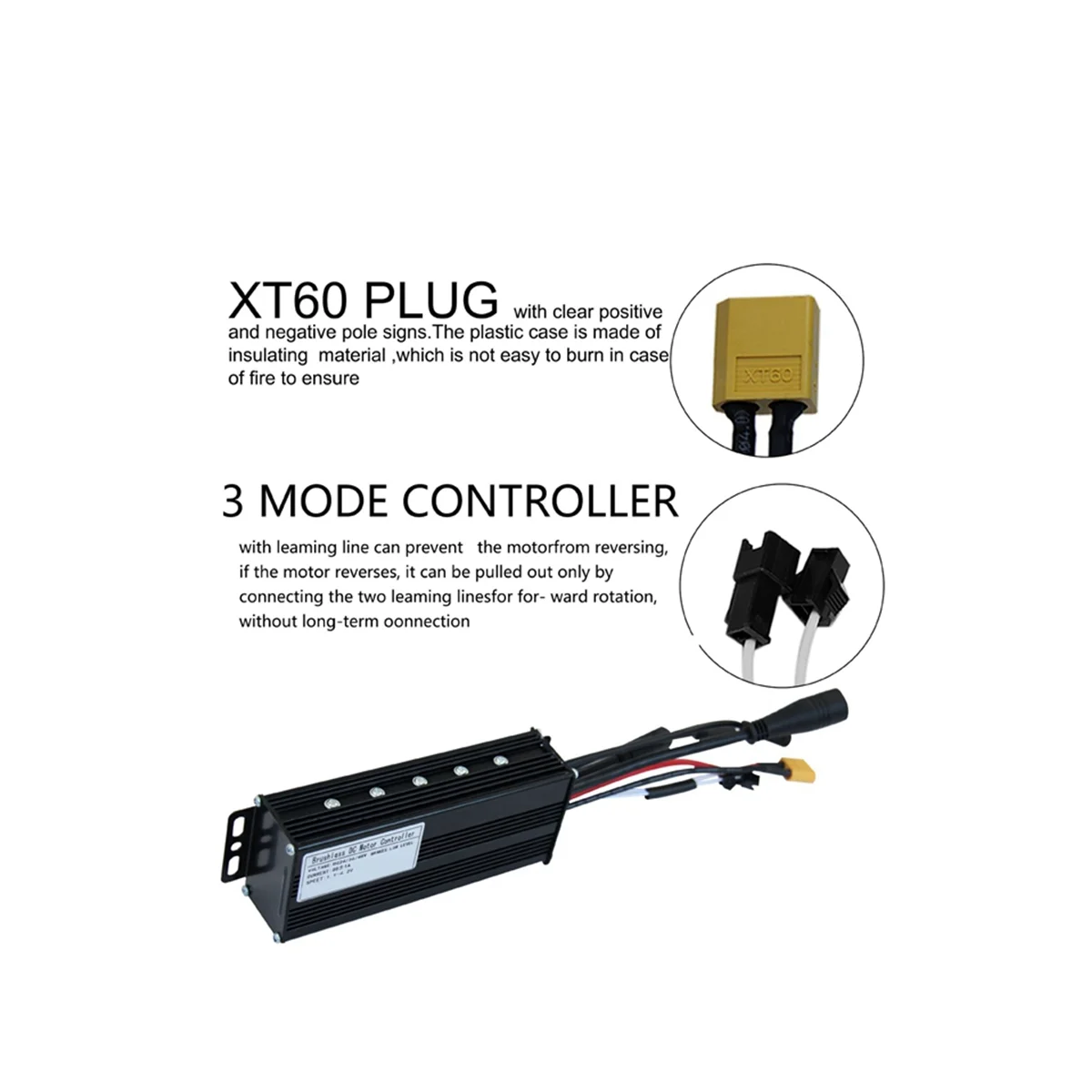 Suitable for 24V36V48V-30A 750+1000W Sine Wave Three-Mode Controller Electric Scooter Accessories Waterproof Connector