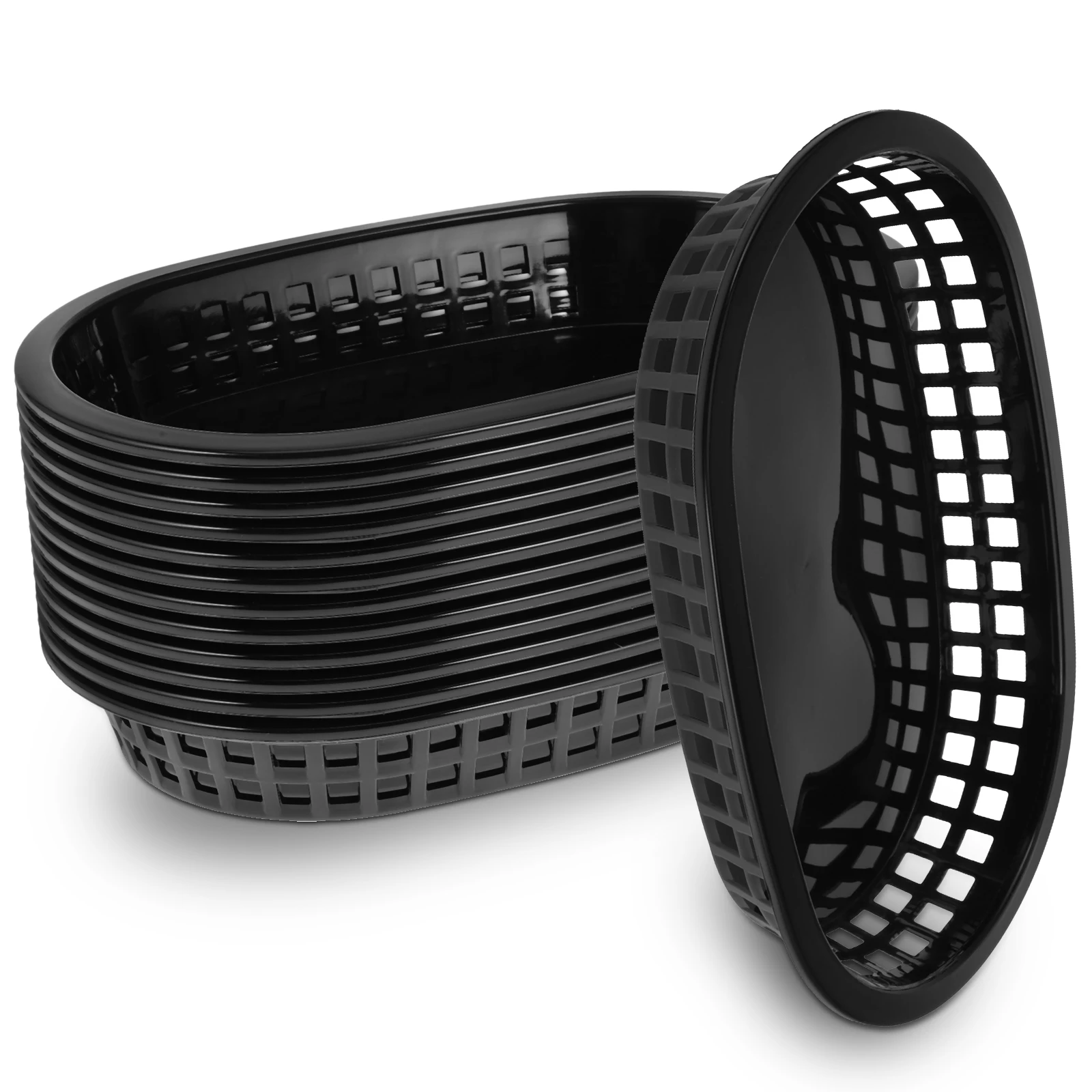 Cesta de plástico para servir comida, bandeja rápida para fruta, hamburguesa, freír, pan de perro, patatas fritas, reutilizable, ovalada