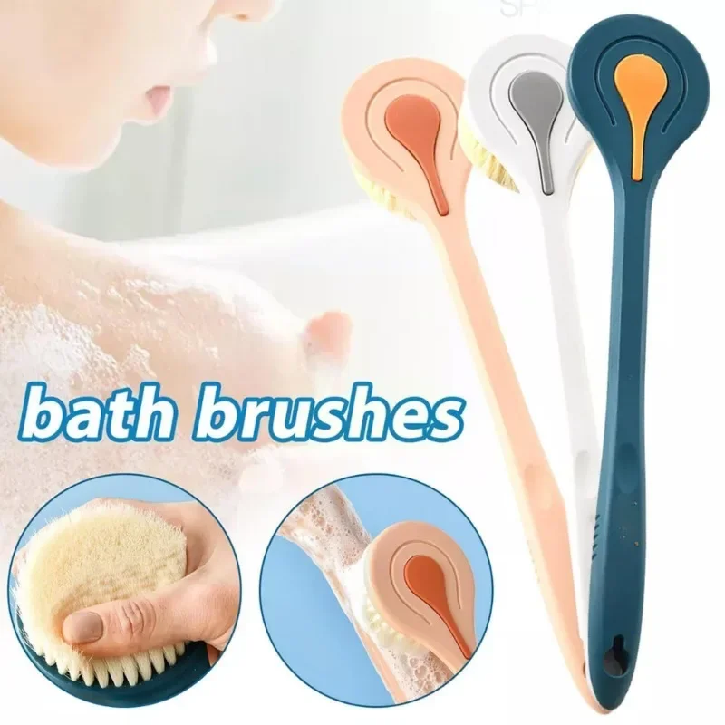 1pc Long Handle Bath Brush Soft Hair Bath Back Ball Brush Bathroom Body Brushes Mud Back Scrubber Shower Massage