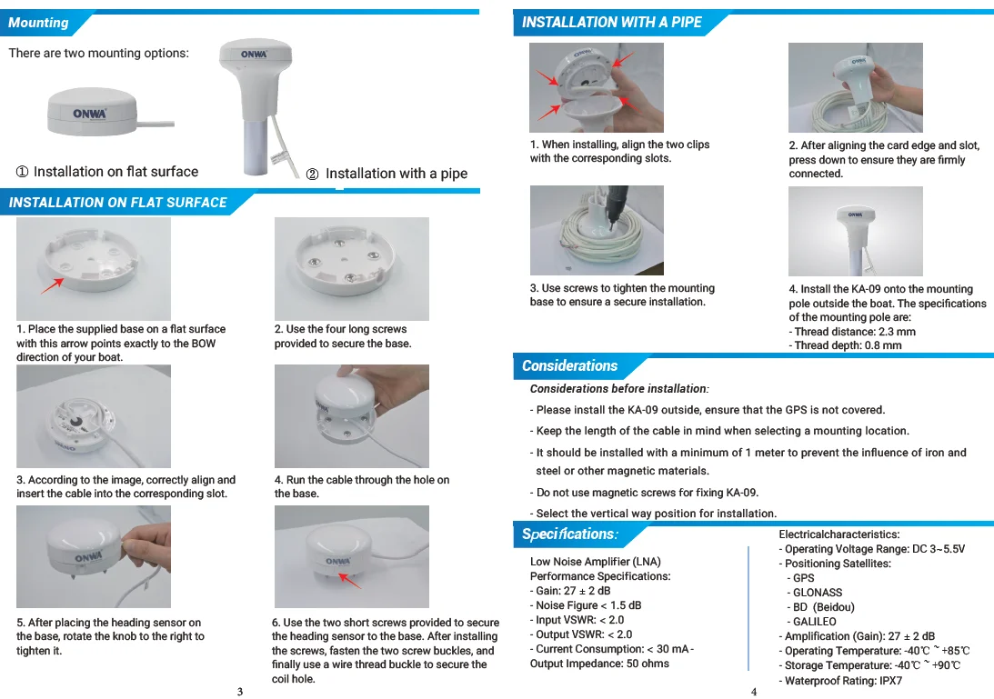 New ONWA KA-09 Marine GPS Antenna KA-09 GNSS Antenna GNSS Antenna enables precise positioning and accurate navigation