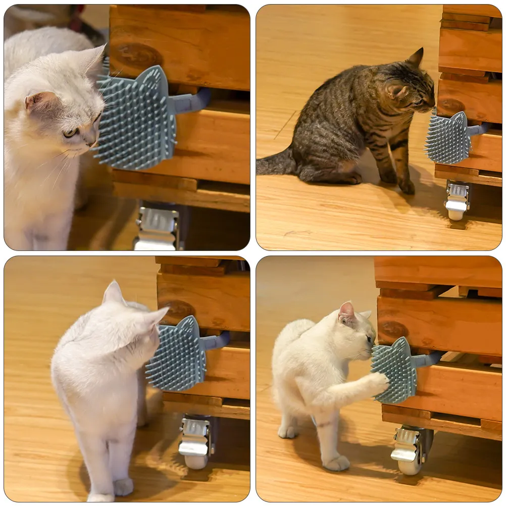 Silicone Cat Massaging Comb Self Grooming Brush for Loose Hair Removal Skin Safe Pet Rubbing Board Easy Corner Flat Mount