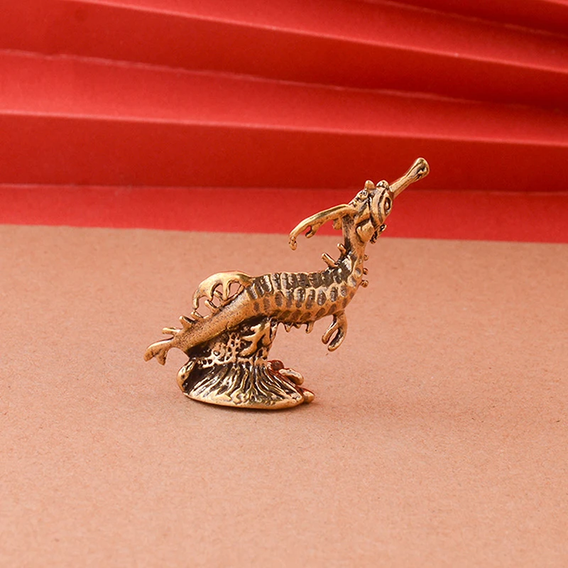 Creative Brass Sea Horse Metal Statue Tabletop Decorated With Retro Deep-sea Animal Statue Crafts Home Decor