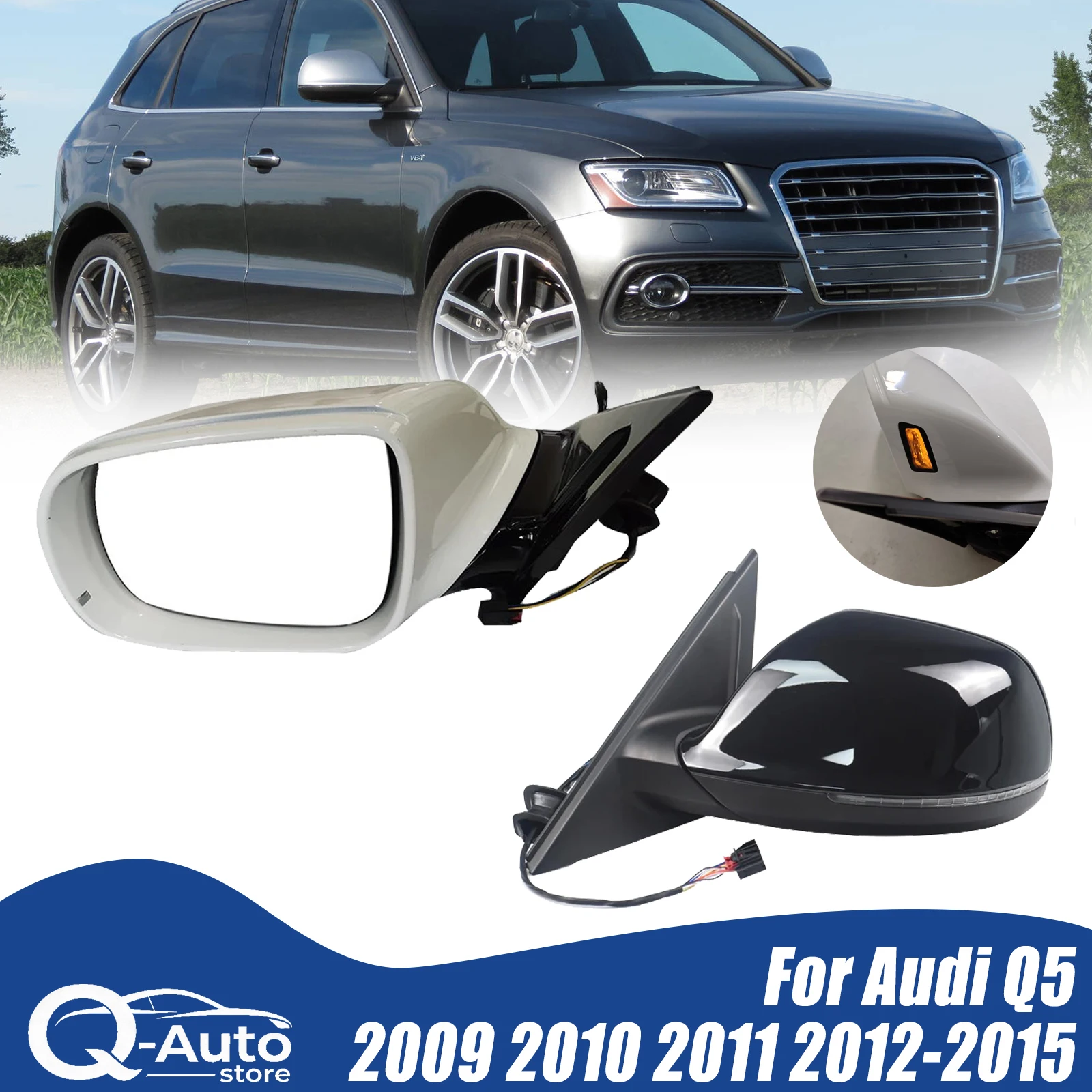 Auto-Seitenspiegel Rückspiegel-Baugruppe für Audi Q5 2009 2010 2011 2012 2013-2015 Auto-Zubehör