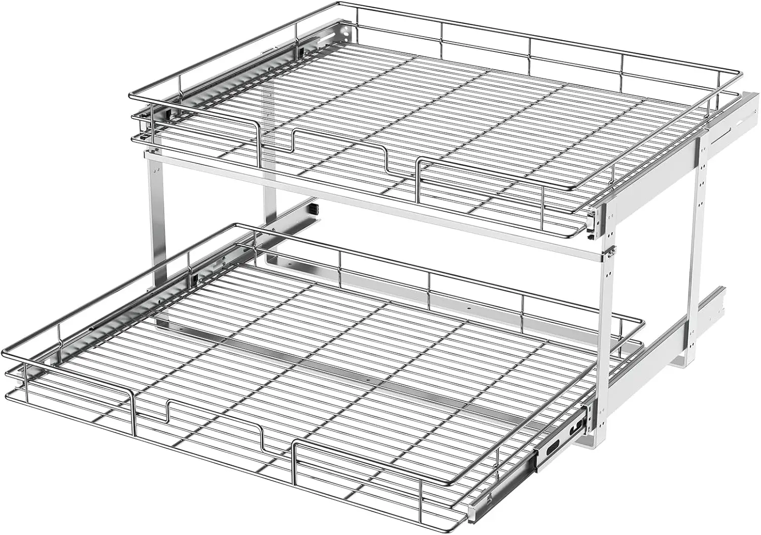 

2 Tier Individual Pull Out Cabinet Organizer 25½" W x 21½" D, Slide Out Kitchen Cabinet Storage Sliding Shelves