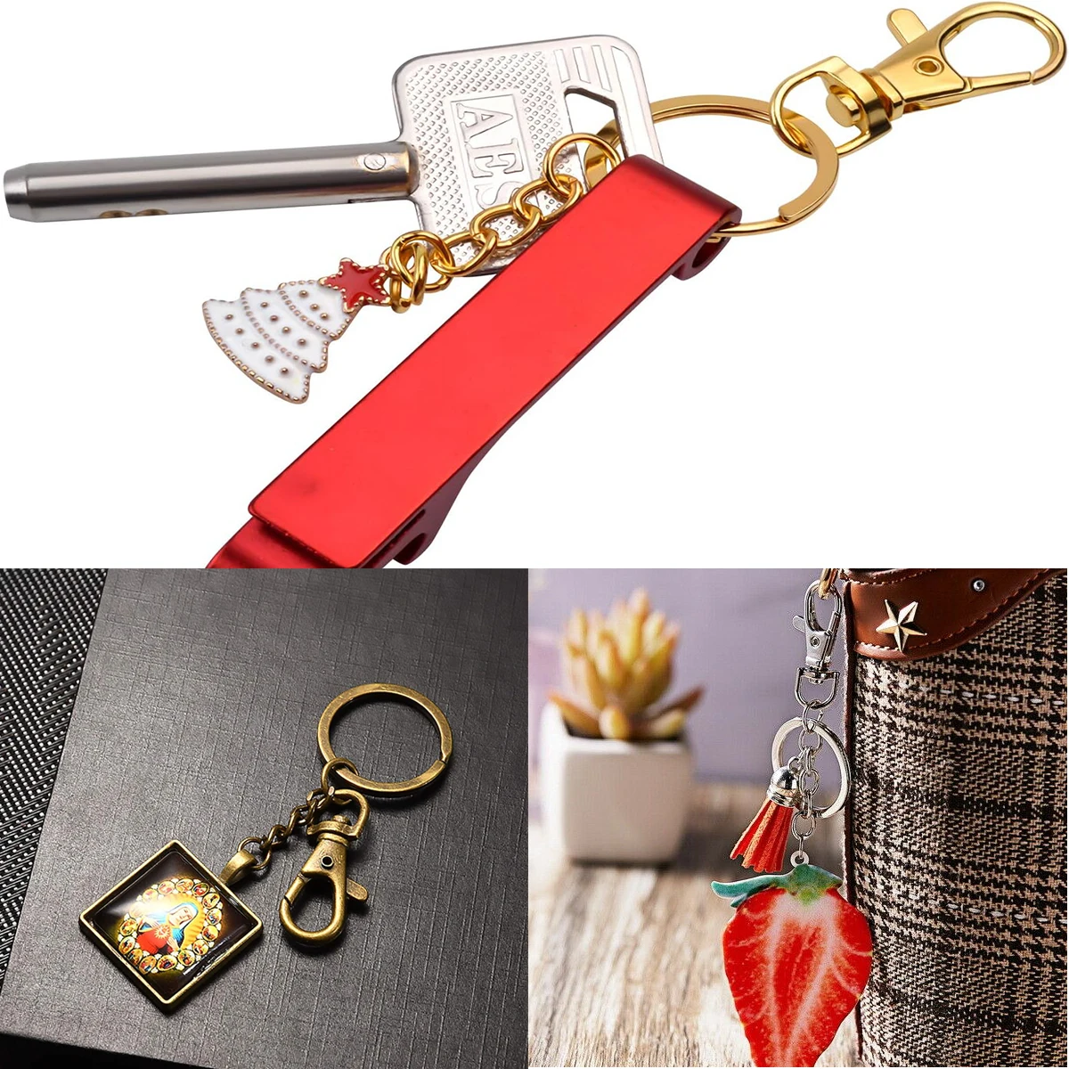 Rotating Spring Hook Set for Keychains and DIY Crafts