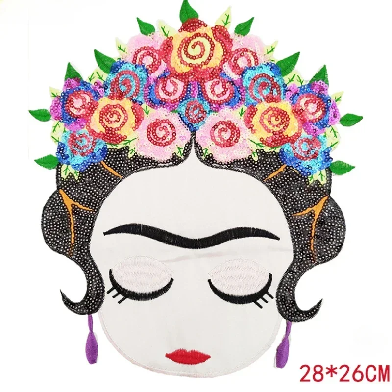 Fashion Opera Costume Embroidery Patch Mexican Figure Sequin Stickers Towel Clothes  Accessories Backpack Patches for Clothing