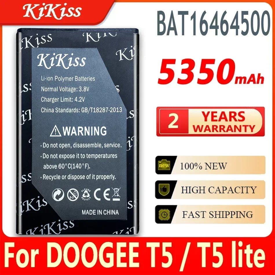 KiKiss 5350mAh Replacement Battery For DOOGEE T5 / T5 lite T5lite Smart Mobile Phone Battery High Capacity BAT16464500