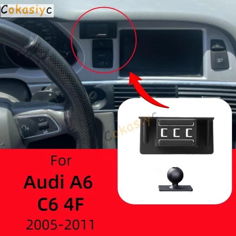 Mobiler Autohalter mit fester Halterung für Audi A6 C6 4F 2005-2010 2011, spezielle Auto-Handyhalterung mit kabelloser Ladefunktion, Autozubehör