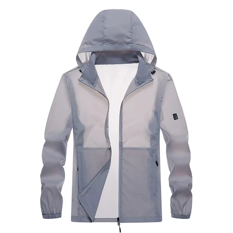 Men's Detachable Hood Solid Color Ultra-thin Breathable UV Protection Sun Protection Jacket for Summer Outdoor Activities