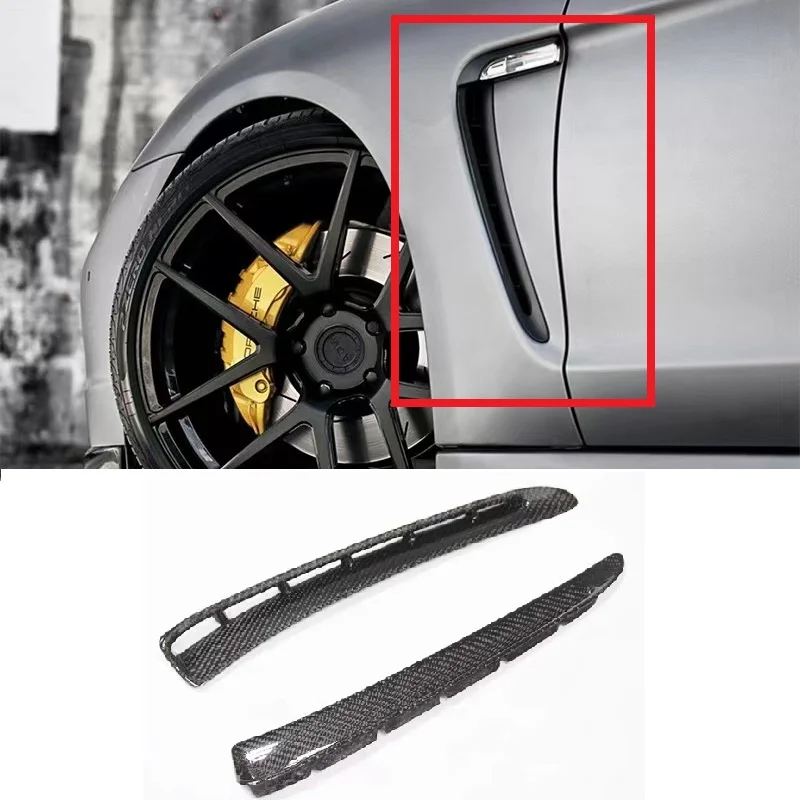 

2pcs Real Carbon Fiber Front Side Fender Vent Cover Trim Fit For Porsche Panamera 970 2010-2016