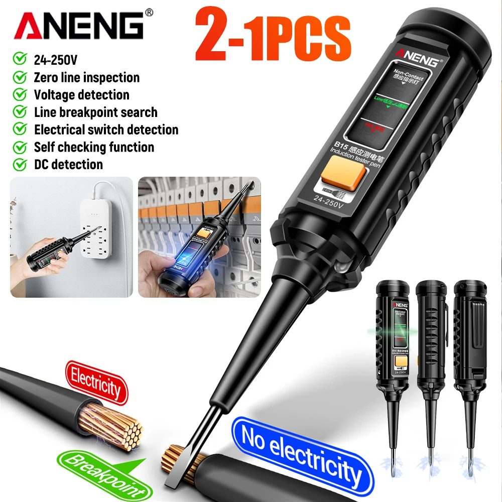 ANENG B15 유도 테스터 펜 AC 24-250V 전압 감지 펜 단어 하나로 작동하는 전기 기술자용 드라이버 테스터 전선 단선점 탐지기