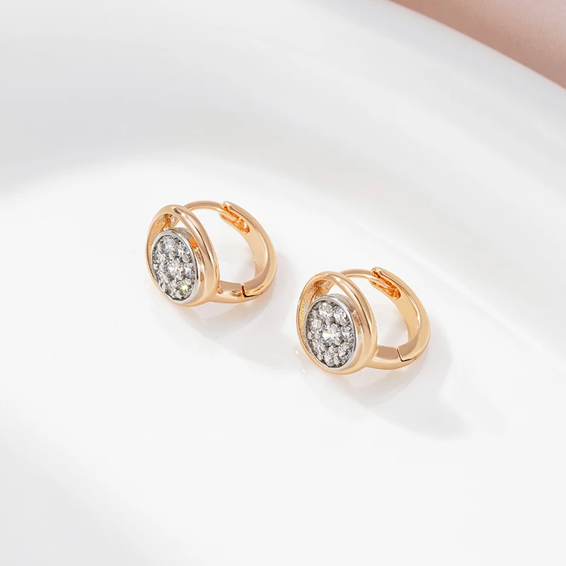 SYOUJYO Natural Zircon Paved Silver Plated Stud Earrings For Women 585 Gold Color Cute Jewelry