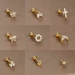 1PC 316L Stainless Steel Mini Zircon Cartilage Piercing Stud Earring For Women Girl Helix Tragus Body Jewelry Statement