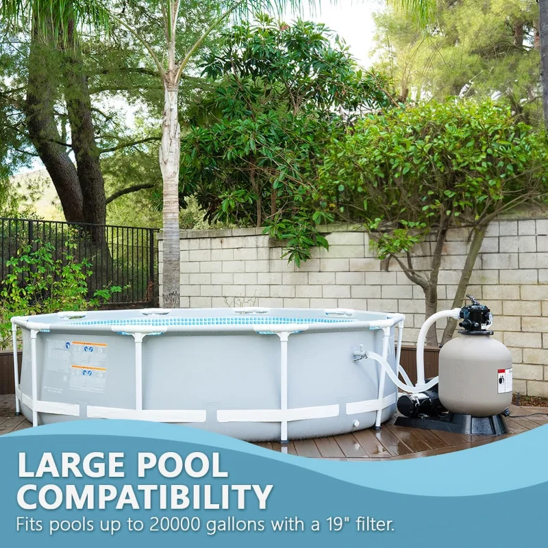 XtremepowerUS 19-calowy filtr piaskowy z pompą basenową 1,5 KM 4500 GPH powyżej ziemi System środków basenowych, szary