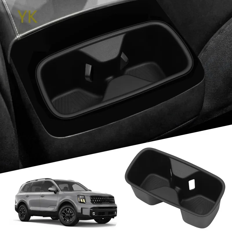 

For Kia Telluride 2020-24 TPE Car Central Armrest Box Rear Cup Holder Water Cup Holder Protective Cover Interior Car Accessories