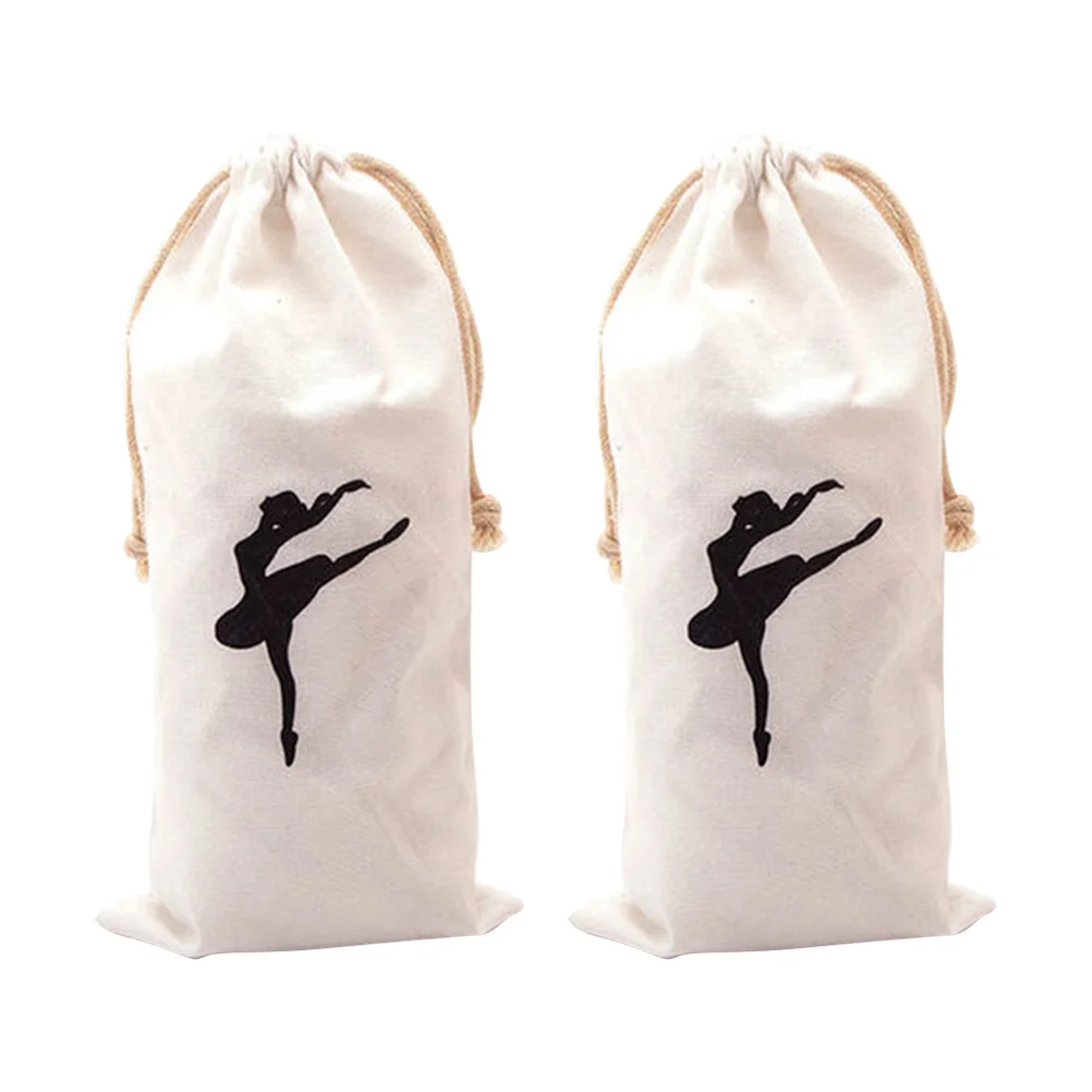 2 Pcs Bag Ballet Shoes for Women Canvas Packing Point Storage Dance Breathable Drawstring Toddler