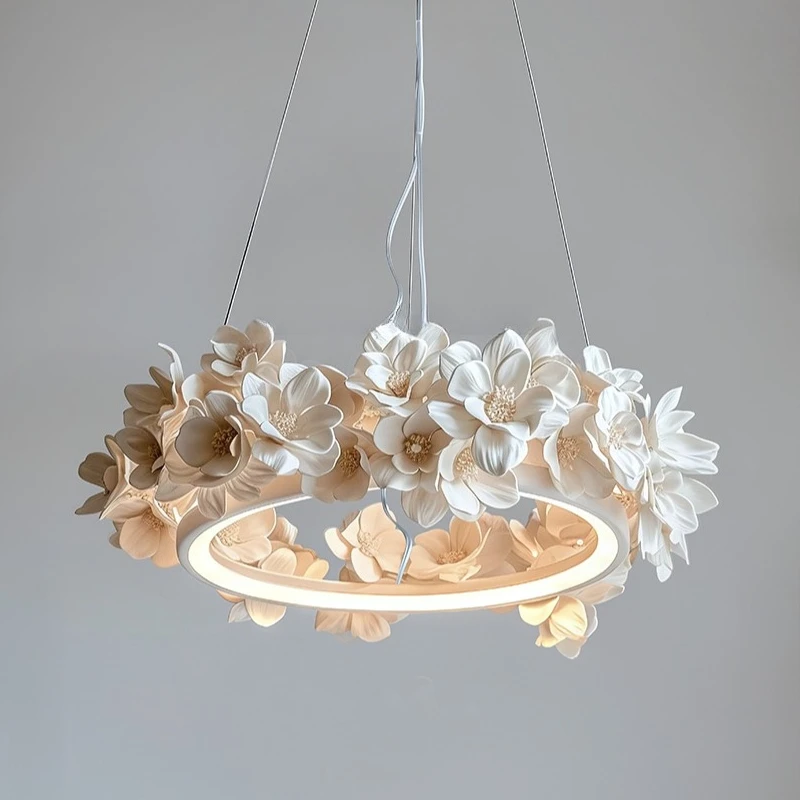 Light French chandelier living room cream wind round plaster chandelier European retro dining room led bedroom flower lamp