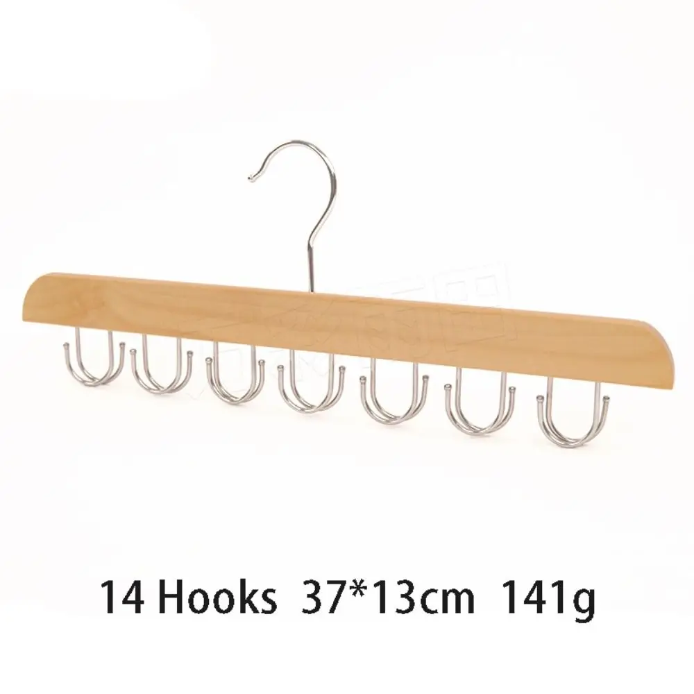 Sturdy Wooden 14/16/20 Hooks Belt Rack Rotatable Multi-function Non Slip Storage Rack Household Space Saving Belt Hanger