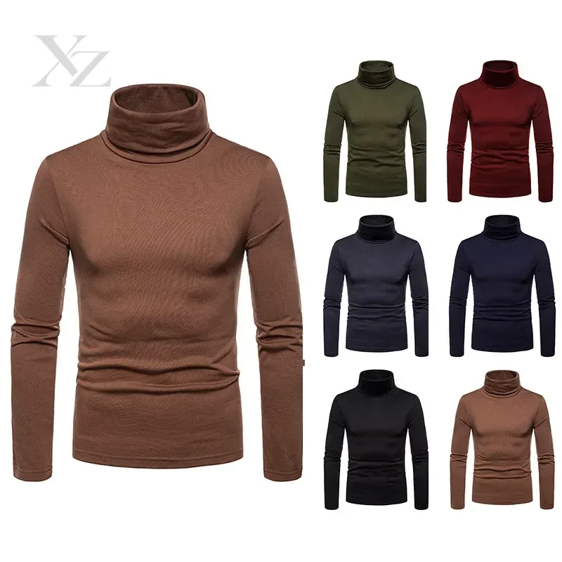 Men's Bottoming Shirt Solid Color Long Sleeve Knitting Sweater Thickening Turtleneck Pullovers Sweaters Men 2020 Autumn Winter