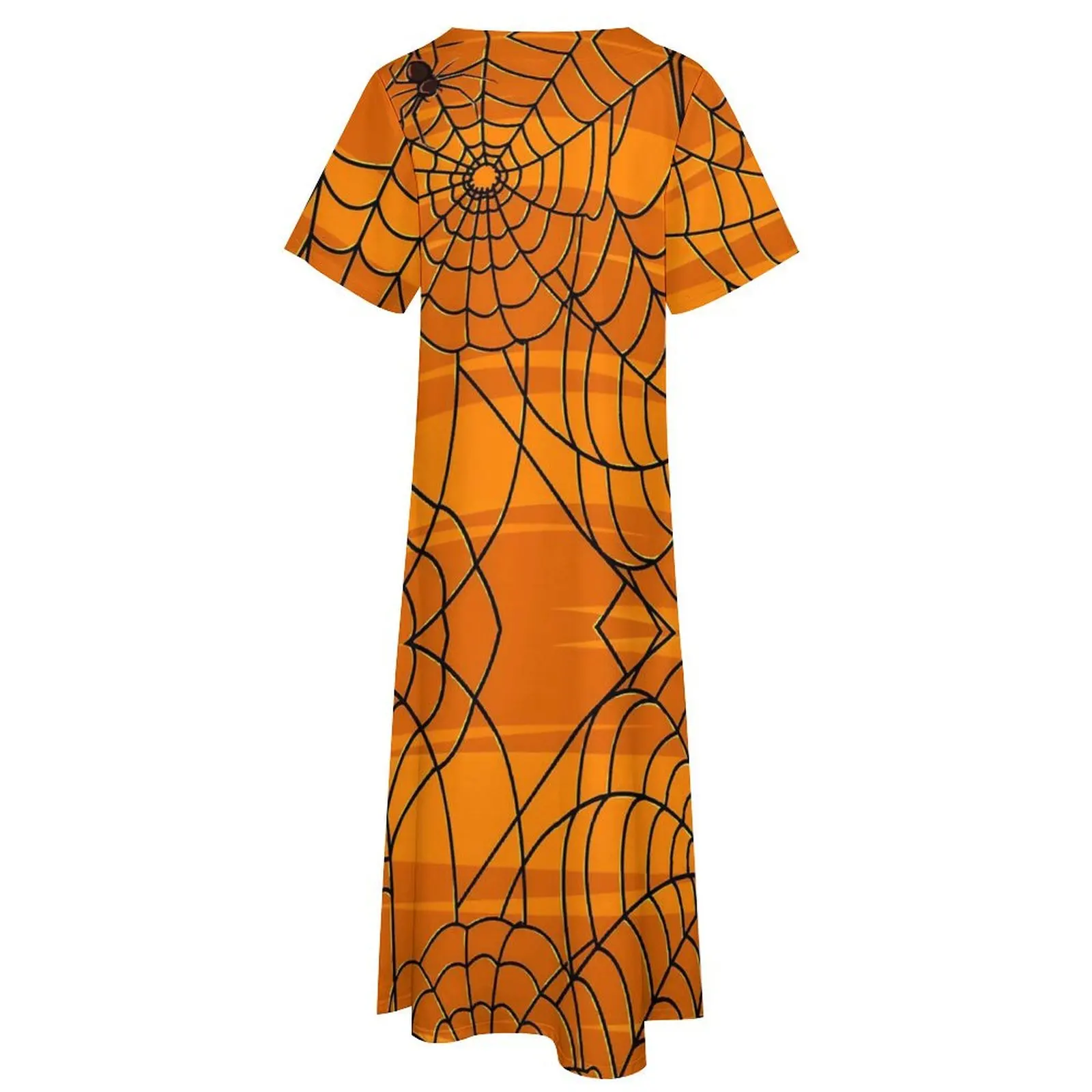 Divertente vestito di Halloween nero e arancione Spider Web Night Club Maxi Dress Fashion Boho Beach abiti lunghi estate scollo a V Vestido