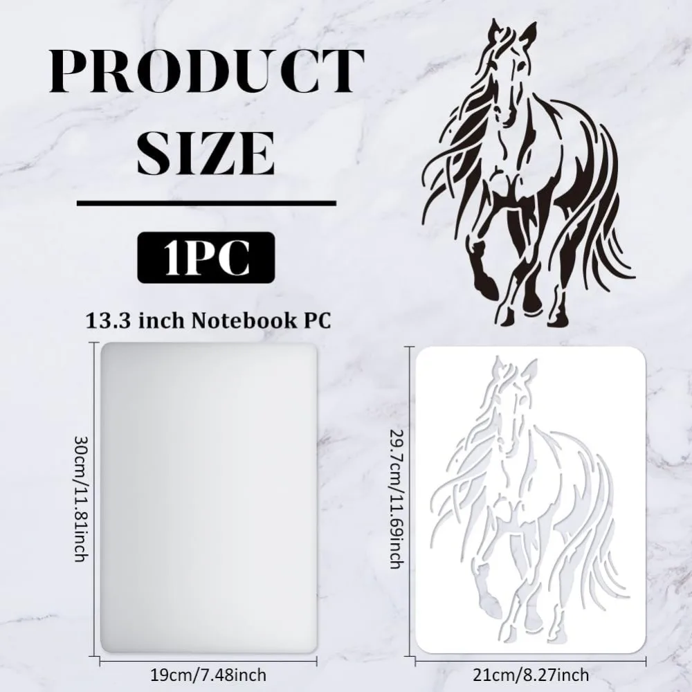 Horse Drawing Painting Stencils Templates 11.6x8.3 inch Plastic Stencils Decoration Rectangle Reusable Stencils for Painting
