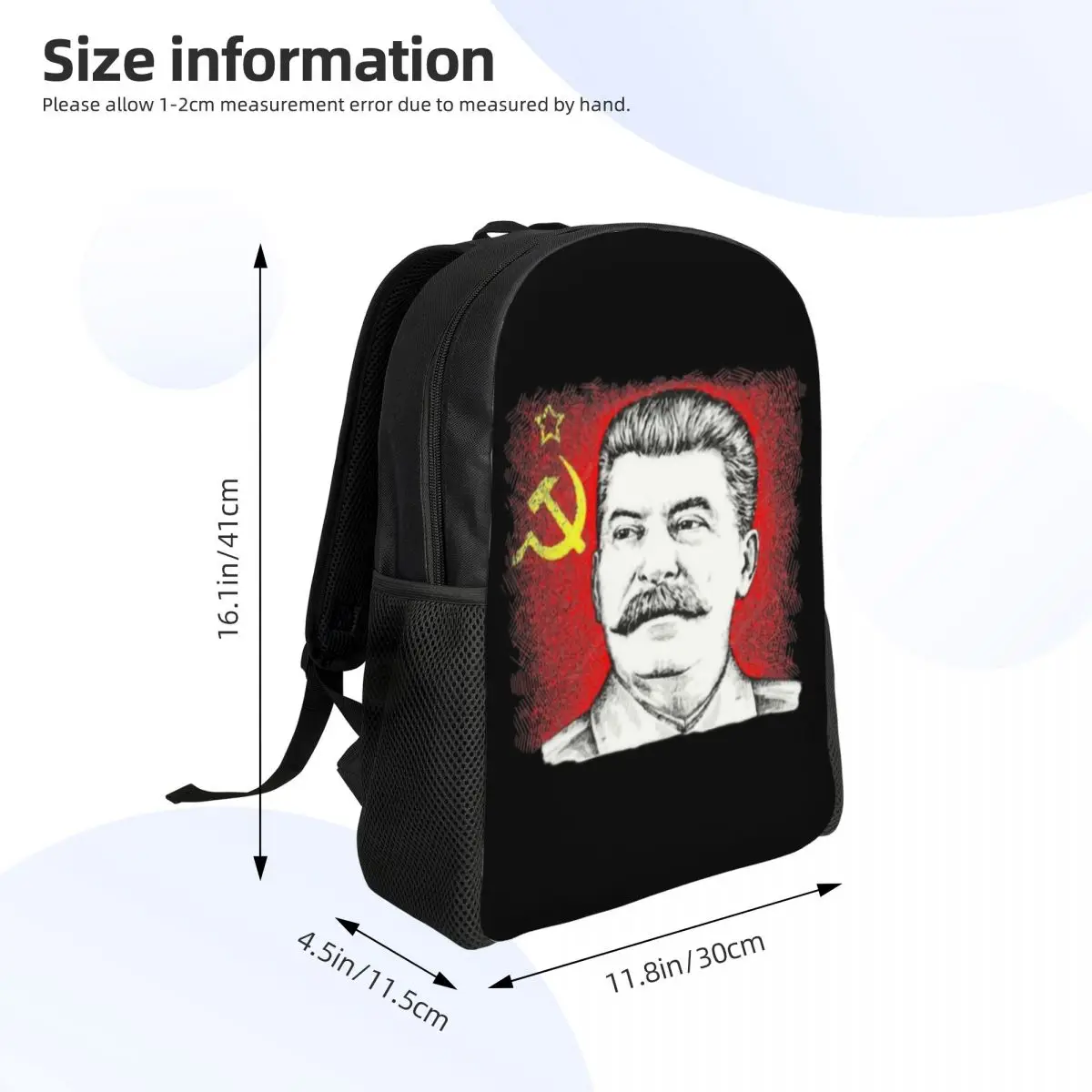 Soviet Union Leader Joseph Stalin Backpack School College Student Bookbag Fits 15 Inch Laptop CCCP USSR Communist Flag Bags