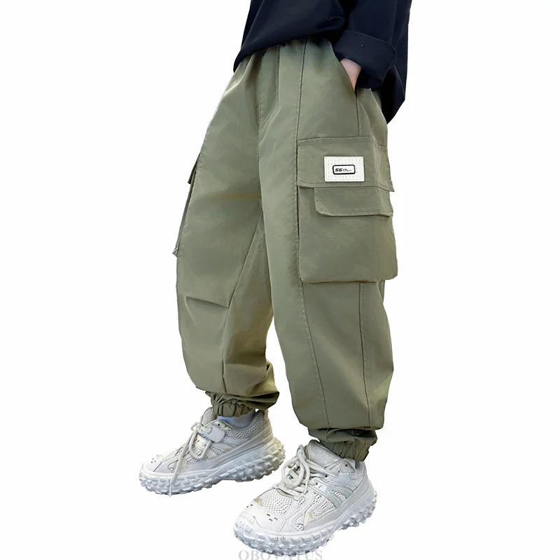 Kids Boys Cargo Pants with Multi Pocket 2025 Spring/Autumn Children Teen Sports Casual Trousers For Boy 4 6 8 10 12 14 Years Old