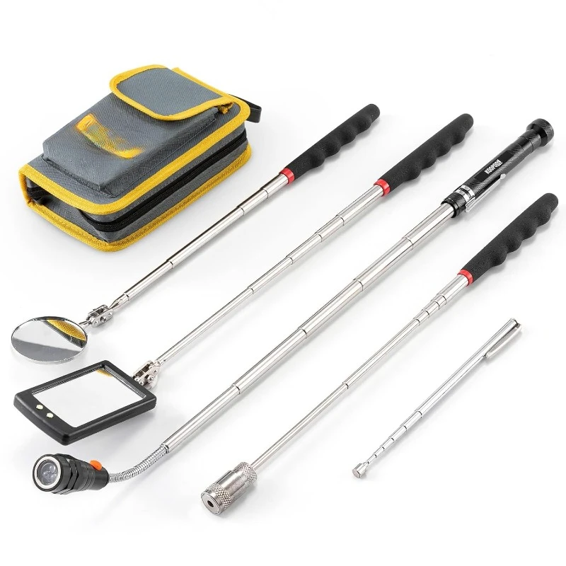 Pickup Tool Set-Extendable Magnet Flashlight with Inspection Mirror  Boyfriend, Him, Husband, Father, Handyman, Mechanic