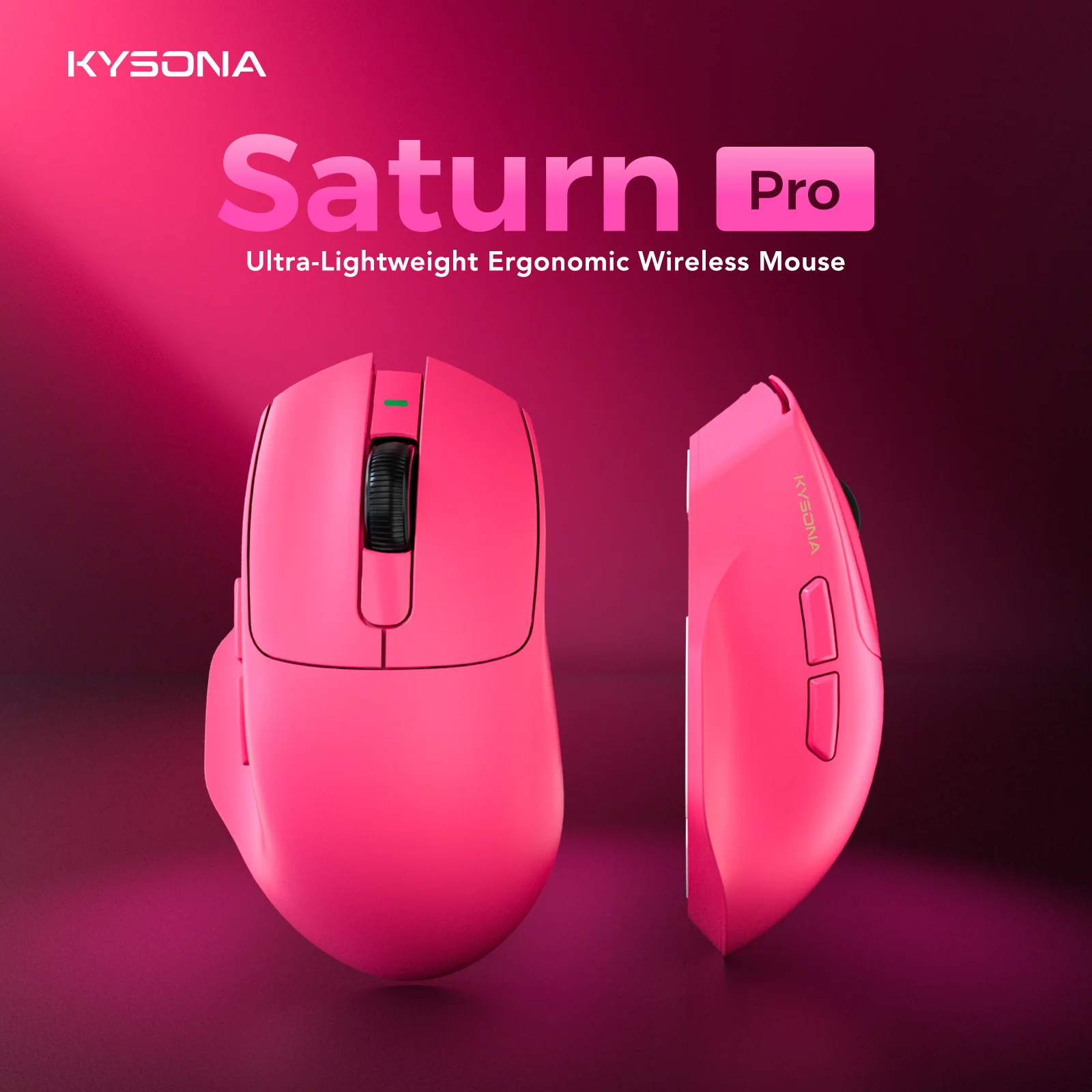 KYSONA Saturn Pro Ultra Light Gaming Mouse Tri-Mode 2.4G+Bluetooth+Wired PAW3395 Sensor 8KHz Polling Rate Ergonomic Mice