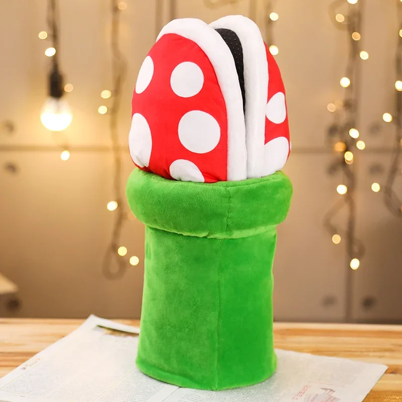 Mushroom Home Slippers Plush Piranha Plant Plush Creative Shoes Toys for Kids Peluche Stuffed Toy Kids Gift