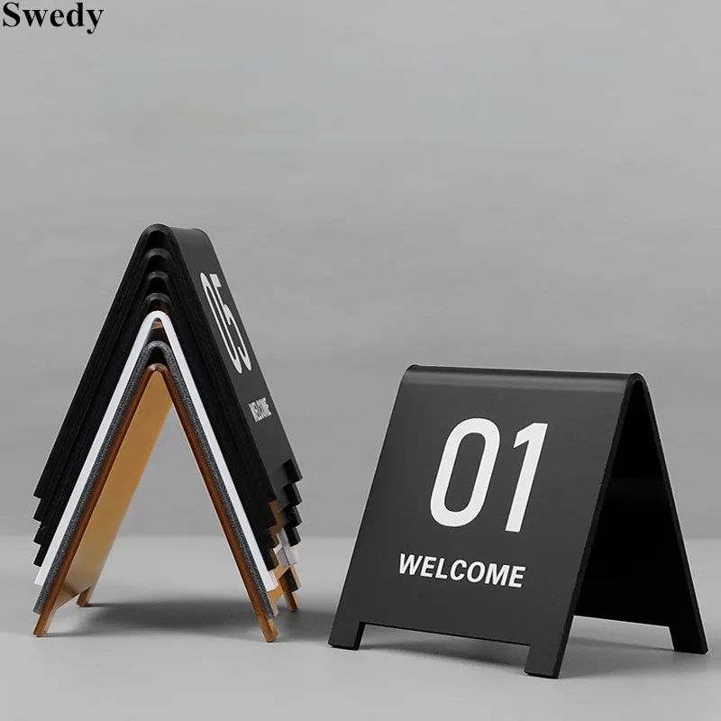 5 Pieces Acrylic Table Numbers Display Stand Restaurant Double Sided Wedding Table Number Card Signs Waterproof Tabletop Number