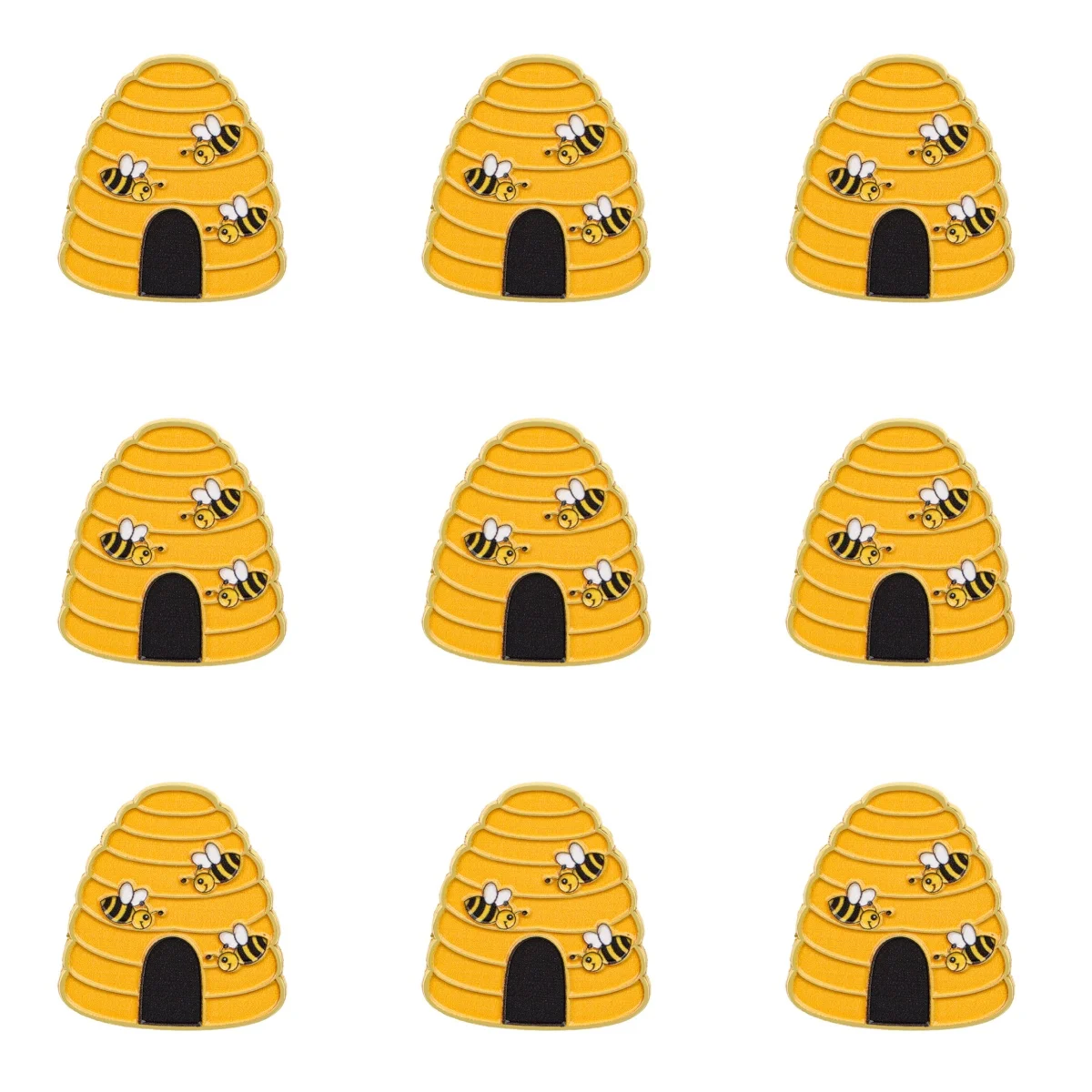 9-teiliges Set niedlicher Bienenstock-Emaille-Pins, Cartoon-Bienenbrosche für Mantel, Damenbroschen, Kragen- und Reversnadeln, Metallabzeichen, Schmuckgeschenk